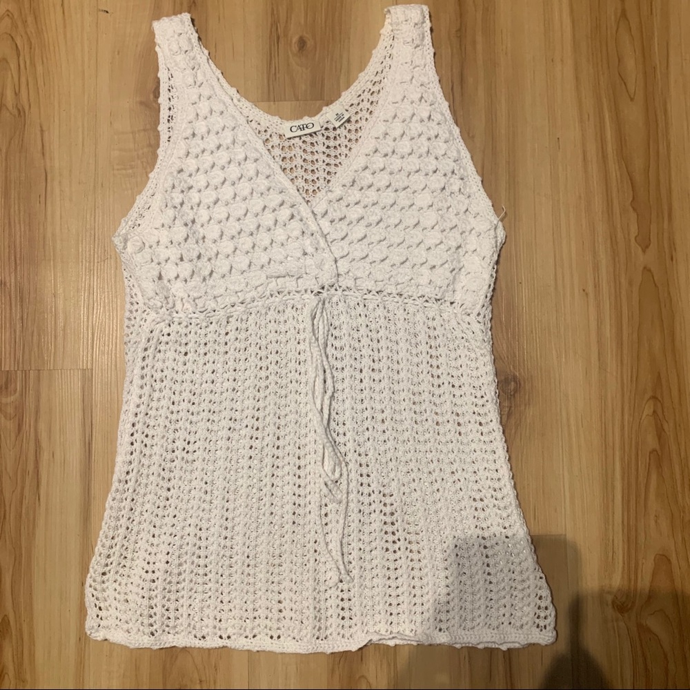 White Cato Knit Tank Top